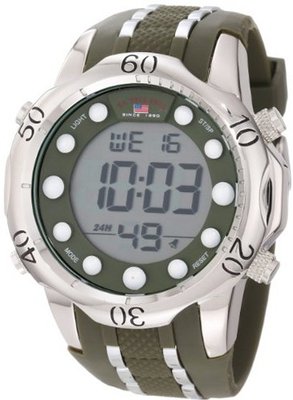 U.S. Polo Assn. Sport US9301 Olive Green Rubber Strap Digital