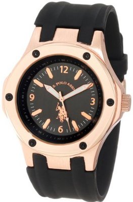 U.S. Polo Assn. Sport USC90007 Black Strap Rosegold Plating