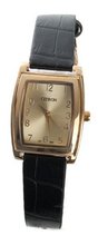 Citron Black Leatherette Strap & Gold Tone Dial Ladies Wrist New