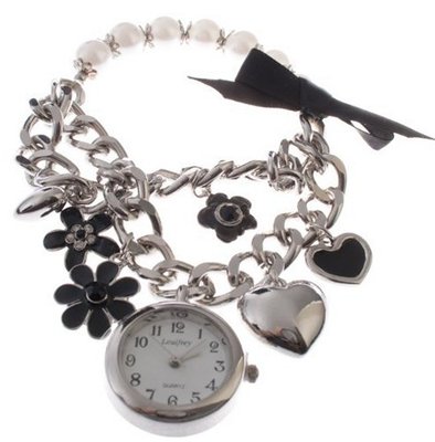 Louifrey Quartz Flowers & Hearts Pearl Look Ladies Bracelet