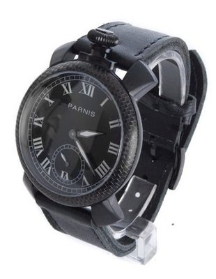 Parnis Manual Mechanical Black Face Black Strap