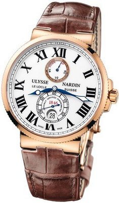 MENS ULYSSE NARDIN MARINE CHRONOMETER 18K ROSE GOLD 43MM WATCH 266-67/40
