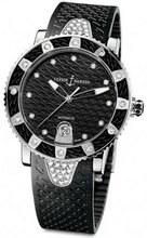 NEW LADIES ULYSSE NARDIN MARINE DIAMONDS BLACK SS WATCH 8103-101E-3C/12