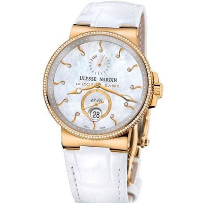 New Ladies Ulysse Nardin Maxi Marine Diver Chronometer Solid 18K Rose Gold Diamonds 266-66B/991