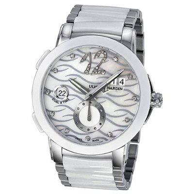 Ulysse Nardin Executive Dual Time Diamond Mother of Pearl Ceramic Ladies 243-10-7-691