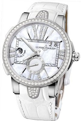 Ulysse Nardin Executive Dual Time Lady 40mm Mother of Pearl Diamonds 243-10B/391
