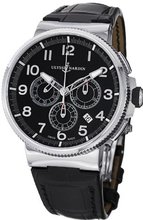 Ulysse Nardin Marine Chronograph Manufacture Black Leather Strap Automatic 1503-150/62