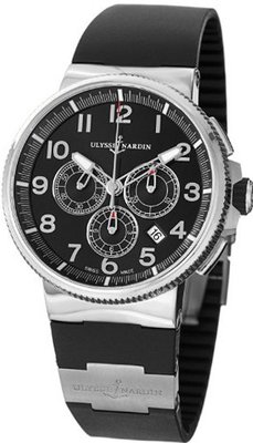 Ulysse Nardin Marine Chronograph Manufacture Black Rubber Strap Automatic 1503-150-3/62