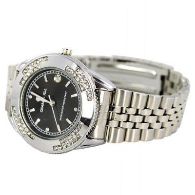 Charlie Jill Elegant  in Black Dial Enchanted with Stunning Crystal Stainless Steel Bracelet, Perfect Gift Idea