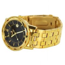 Charlie Jill  in Black Dial Goldtone Stainless Steel Bracelet , Perfect Gift Idea