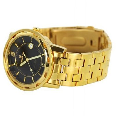 Charlie Jill  in Black Dial Goldtone Stainless Steel Bracelet , Perfect Gift Idea