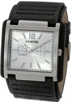 UNLISTED WATCHES UL1134 City Streets Square Silver Case and Dial Black Biker Strap