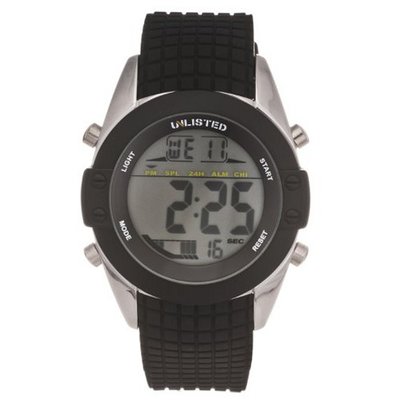 UNLISTED WATCHES UL1189 City Streets Reverse Black Digital Screen Black Bezel Strap
