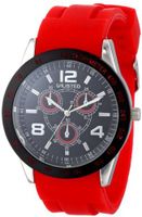 UNLISTED WATCHES UL1203 City Streets Round Silver Case Black Dial Bezel Red Strap