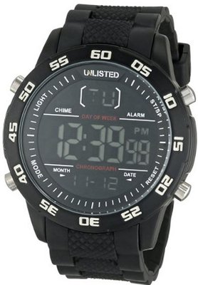 UNLISTED WATCHES UL1208 City Streets Round Digital Triple Black Strap