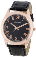 UNLISTED WATCHES UL1216 City Streets Rose Gold Case Roman Numerals Black Dial Strap
