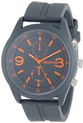 UNLISTED WATCHES UL1224 City Streets Grey Ion-Plated Case Black Dial Red Details