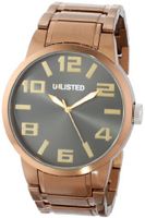 UNLISTED WATCHES UL1229 City Streets Brown Ion-Plated Case Bracelet Black Dial Gold Details
