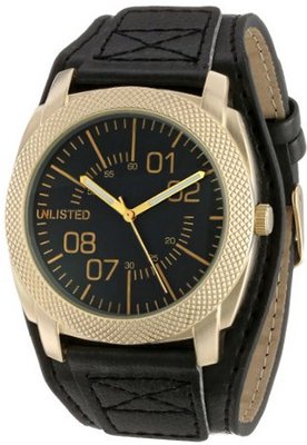 UNLISTED WATCHES UL1262 City Streets Round Knurled Bezel Black Biker Strap