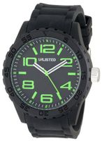 UNLISTED WATCHES UL1279 City Streets Triple Black Dial Green Details Link Bracelet
