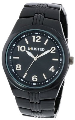 UNLISTED WATCHES UL5139KCP City Streets Triple Black Case Bracelet Black Dial Silver Details