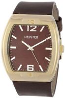UNLISTED WATCHES UL5145 City Streets Gold Tone Tonneau Case Brown Dial Strap