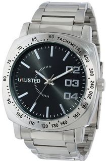 uUnlisted Watches UNLISTED WATCHES UL5118 City Streets Silver Case Bracelet Black Dial Silver Details 