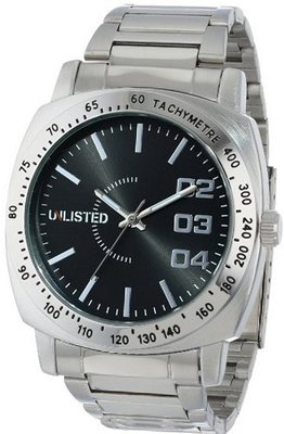 uUnlisted Watches UNLISTED WATCHES UL5118 City Streets Silver Case Bracelet Black Dial Silver Details 