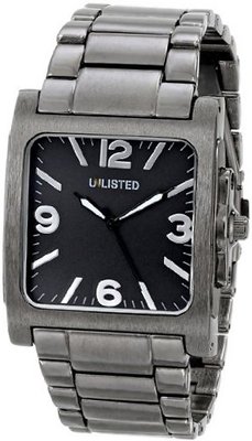 uUnlisted Watches UNLISTED WATCHES UL5133 City Streets Triple Black Rectangle Case Dial Bracelet 