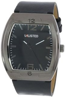 uUnlisted Watches UNLISTED WATCHES UL5141 City Streets Triple Black Tonneau Case Dial Strap 
