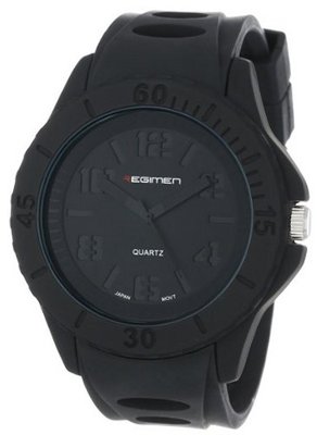 USMC Regimen RW1000 Classic Analog Stencil Dial with Black Case and Black Silicone Strap