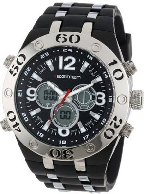 USMC Regimen RW1041 Black & Silvertone Analog-Digital Chronograph with White Markings