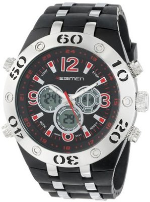 USMC Regimen RW1042 Black & Silvertone Analog-Digital Chronograph with Red Markings