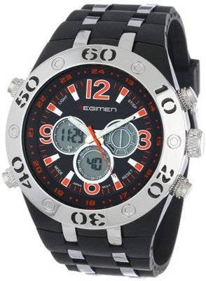 USMC Regimen RW1043 Black & Silvertone Analog-Digital Chronograph with Orange Markings