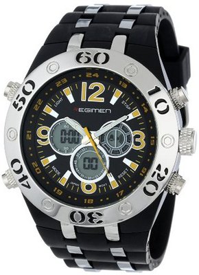 USMC Regimen RW1044 Black & Silvertone Analog-Digital Chronograph with Yellow Markings