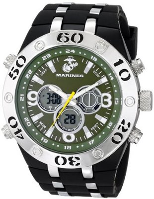 USMC Wrist Armor 37100010 U.S. Marine Corps C23 Analog-Digital Display Japanese Quartz Black