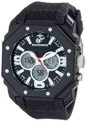 USMC Wrist Armor 37100011 U.S. Marine Corps C28 Analog-Digital Display Japanese Quartz Black