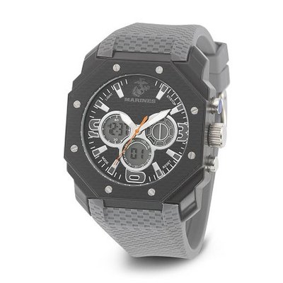 USMC Wrist Armor 37100012 U.S. Marine Corps C28 Analog-Digital Display Japanese Quartz Grey