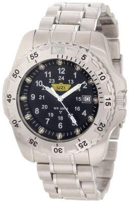 Uzi Uzi-032-SS The Defender Tritium H3 Silver Stainless Steel Strap