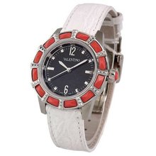 uValentino VALENTINO EDEN Swiss All Stainless Steel & Coral Black Dial Crocodile Strap V54SBQ99709 S009-WH 