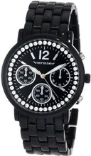 Vernier VNR11004 Round Crystal Bezel Chrono-Look Fashion