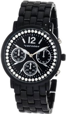 Vernier VNR11004 Round Crystal Bezel Chrono-Look Fashion