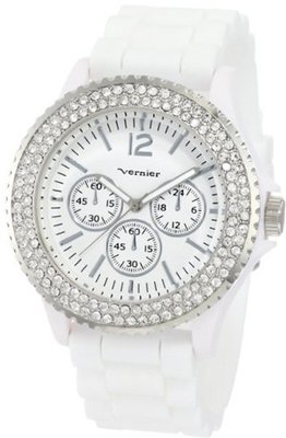 Vernier VNR11042 Round Crystal Rubber Strap Fashion