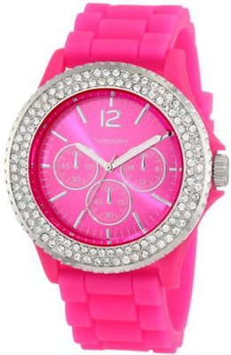 Vernier VNR11043 Round Crystal Rubber Strap Fashion