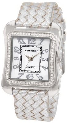 Vernier VNR11065SS Fashion Glitz Polyurethane Leather Quartz