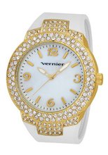 Vernier VNR11073YGW Mother-Of-Pearl Dial Rubber Strap Quartz