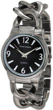 Vernier VNR11081GN Silver-Tone Metal and Black Dial Interlocking Chain Bracelet