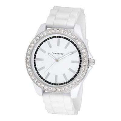 Vernier VNR11087WT Oversized Sparkle Silicon Strap Quartz