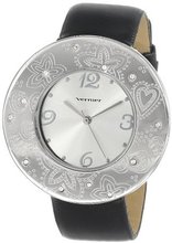 Vernier VNR111-13BK Laser-Cut Floral Design Bezel Thin Black Strap