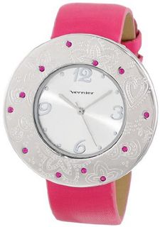 Vernier VNR111-13SS Laser-Cut Floral Design Bezel Thin Magenta Strap